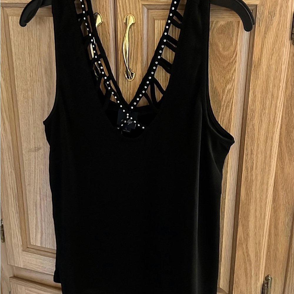 Daytrip Black Cut Out Embellished Tank Top